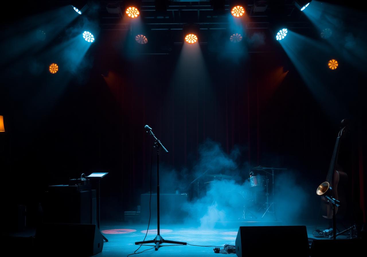 Stage with spotlights